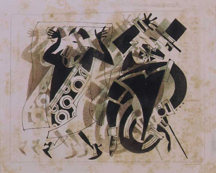 Der Hotelportier in Livree macht der eleganten jungen Frau den Hof von Wladimir Wassiljewitsch Lebedew, 1925.